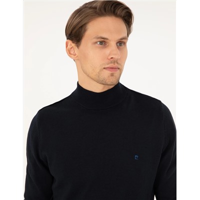 Navy Blue Slim Fit Half Fisherman воротник базовый трикотажный свитер