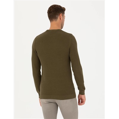 Темный хаки Slim Fit Bicycle Yaka Knitwear Свитер