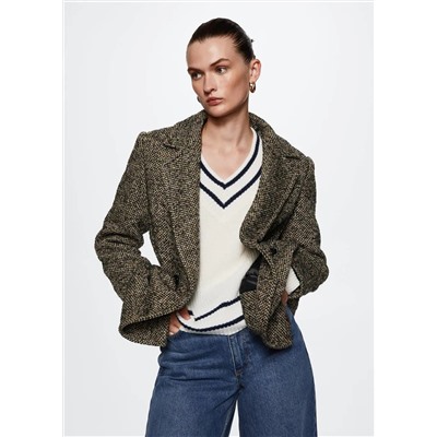 Abrigo lana jaspeado textura -  Mujer | MANGO OUTLET España