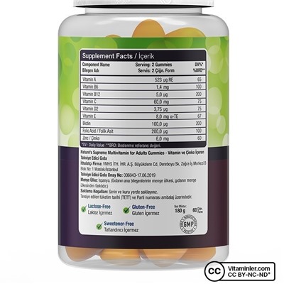 Nature's Supreme Gummies Мультивитамины для взрослых 60 жевательных форм
