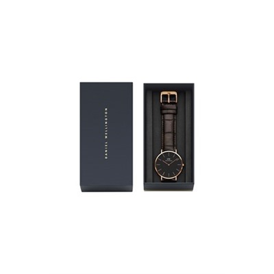 Reloj de cuarzo de piel y chapado en oro rosa York