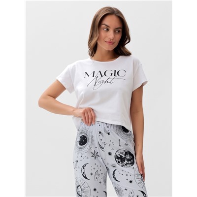 Пижама женская (футболка и брюки) KAFTAN Magic night р. 52-54, белый