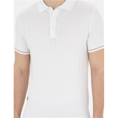 Кнопка Ecru Slim Fit с Polo Yaka Knitwear T -Fork