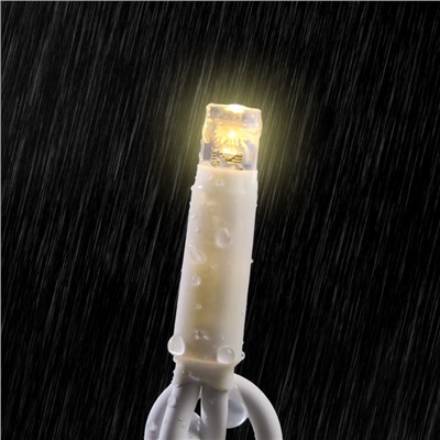 Гирлянда «Занавес» 2 × 3 м, IP65, УМС, белая нить каучук, 600 LED, свечение тёплое белое, 220 В