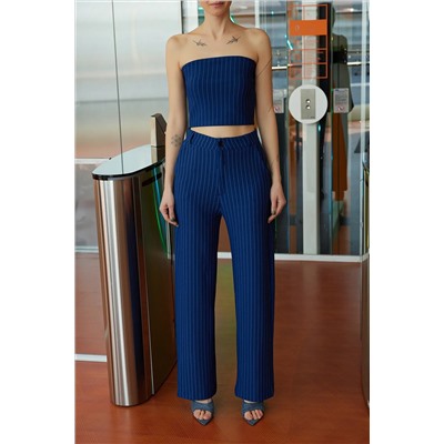 Navy Blue Line Подробная вязаная нижняя и верхняя сета TEDS24AU00009