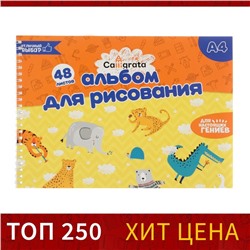 Альбом для рисования А4, 48 листов на гребне Calligrata, обложка мелованный картон, блок 100 г/м²