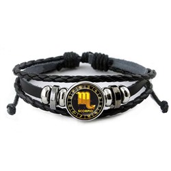 BSK-0031 Кожаный браслет Знаки Зодиака - Скорпион