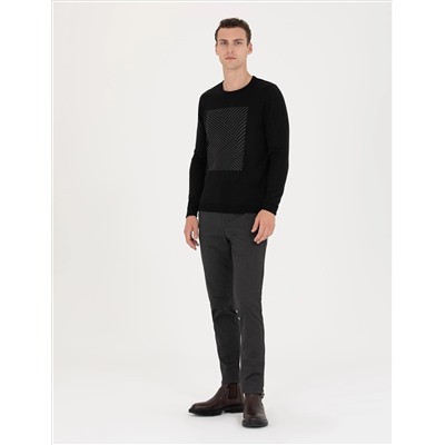 Black Slim Fit Bike Yaka Knitwear свитер