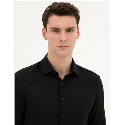 Black Slim Fit рубашка с длинным рукавом