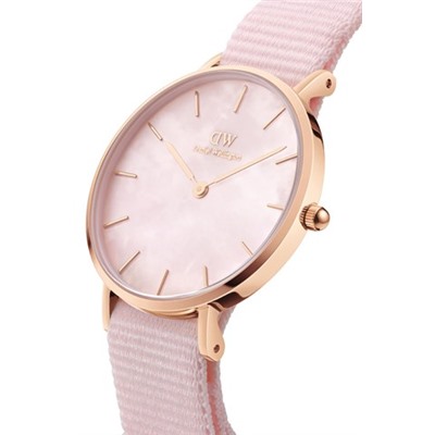 Reloj de cuarzo de poliéster Petite - 32 mm - Rosa y rosa dorado