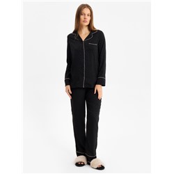 Комплект женский (рубашка и брюки) KAFTAN Leo black collection, размер 44-46, чёрный