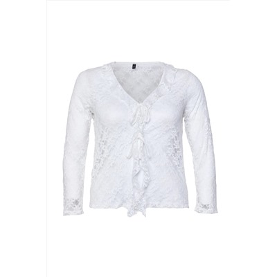 Белая кружевная вязание Blought Blouse TBBSS25AF0000666