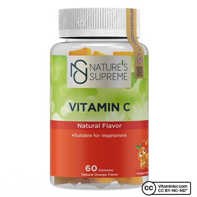 Жевательные таблетки Nature's Supreme Gummies с витамином С 60 в жевательной форме