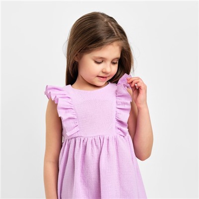 Платье детское с рюшей KAFTAN «Муслин», размер 32 (110-116 см), лиловое