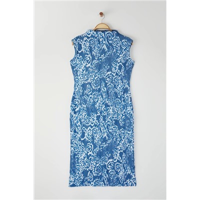 Blue Pilseli Ethnic узорчатое вязание платье большого размера tbbss25ah00124