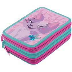 Пенал 3 отделения, 200*140*60 Berlingo "Princess cat 3", полиэстер