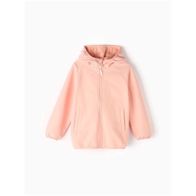 Ветровка демисезонная для девочек MINAKU из Softshell на флисе, непромокаемая, персиковая, рост 134 см