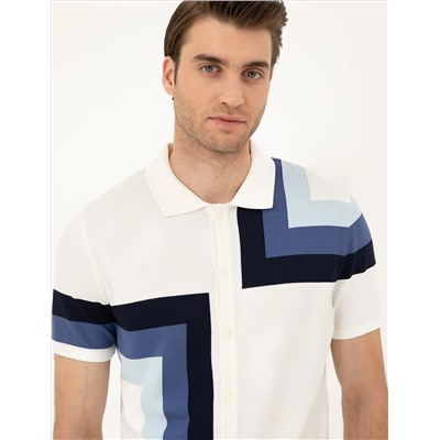 Кнопка Ecru Slim Fit с Polo Yaka Knitwear T -Fork