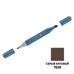Маркер двусторонний для скетчинга Гамма "Студия", серый китовый, корпус трехгранный, пулевид./клиновид. наконечники