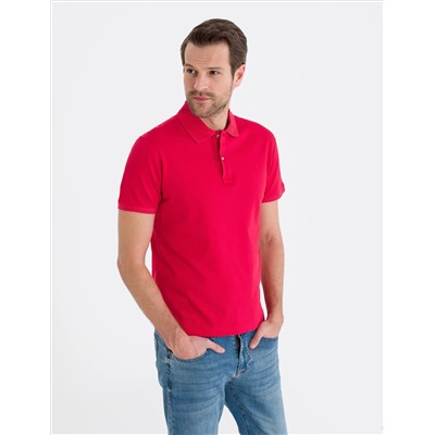 Красная слабая полоса Polo Yaka Mercerized T -For