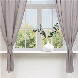 Шторы для кухни Этель ECO, серые, 130 +/-6×180 см - 2 шт., подхваты - 2 шт., 70% хл, 30% лён, 1