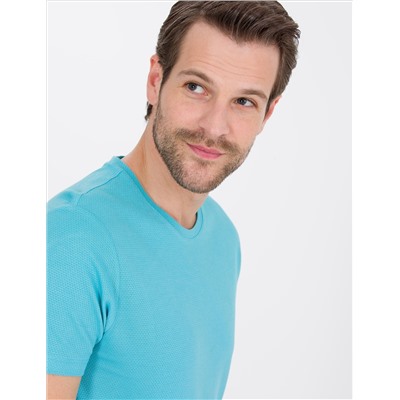 Blue Slim Fit Basic T -For