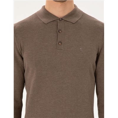 Vizon Melanj Slim Fit Polo yaka Основной вязаный свитер