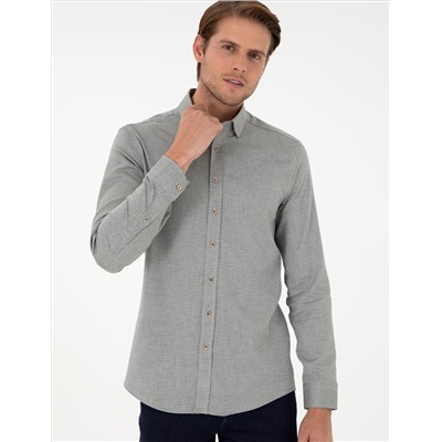 Open Khaki Slim Fit рубашка с длинным рукавом