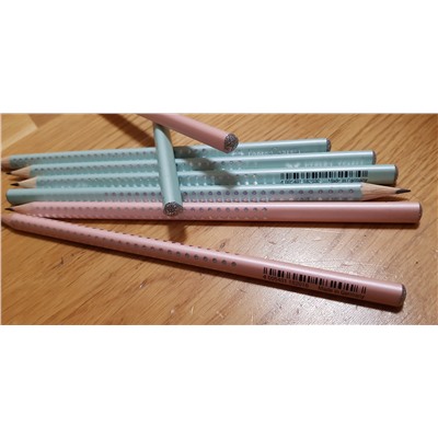 Карандаш ч/г Faber-Castell "Sparkle" B, трехгран., заточен., нежный розовый или жемчужный мятный