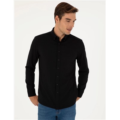 Black Slim Fit рубашка с длинным рукавом