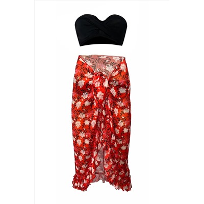 Парео с оборками Ashley Red Pattern