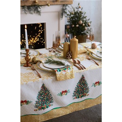 Скатерть новогодняя "Этель" "Golden Christmas" Скатерть новогодняя 150*110 +/-3см с ГМВО, 100%хл, 190г/м2