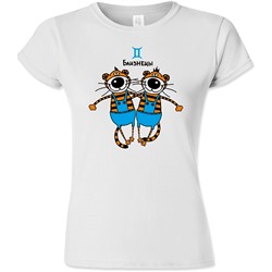 Футболка женская знак зодиака "Близнецы" тигр