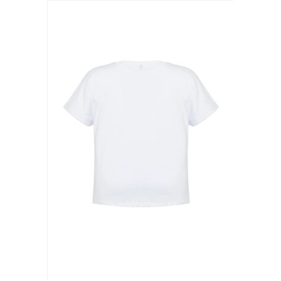 White Brode Подробный базовый 100 %хлопчатобумажный футболка TBBSS24BF00055