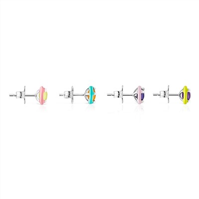 Pendientes Vibrant Color (x4) - plata - amatista - plateado