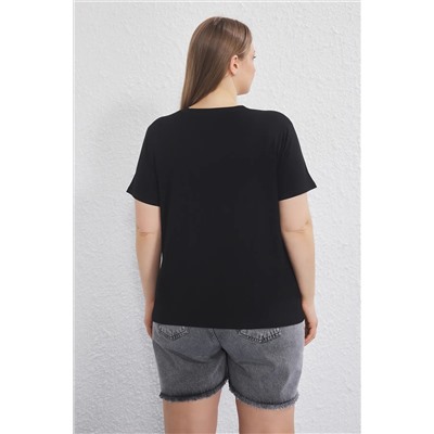 Black Fort Fit v Yaka Большого размера футболка TBBSS25BF00062