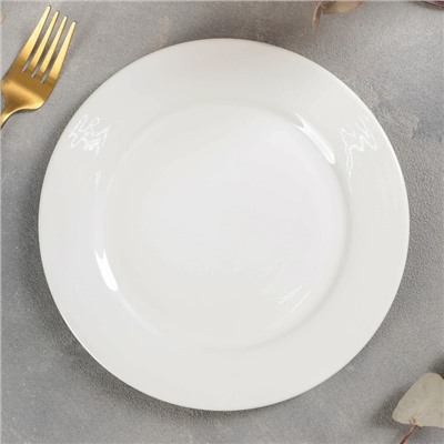 Тарелка Доляна White Label, d=20 см, утолщённый край, фарфор, белая