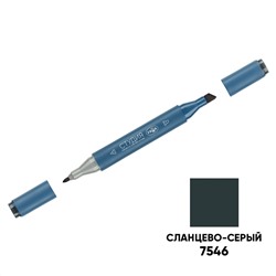 Маркер двусторонний для скетчинга Гамма "Студия", сланцево-серый, корпус трехгранный, пулевид./клиновид. наконечники
