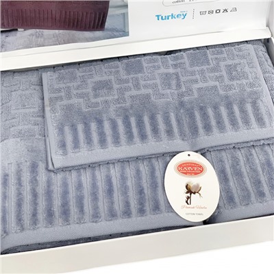 Набор полотенец Карвен Lux Cotton PIANO махра 30*50/50*90/70*140  HS 1709 v4 mavi/индиго (Акция)