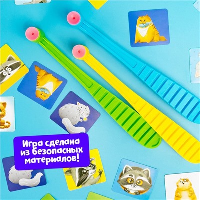 Настольная игра детей на реакцию и внимание «Весёлые молоточки», котики-енотики, 1-3 игрока, 3+