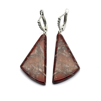 Серьги из яшмы красной 20*40мм, 11г