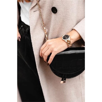 Reloj de cuarzo de acero Iconic Link - 28 mm - Rosa dorado y negro