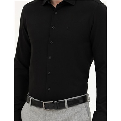 Black Slim Fit рубашка с длинным рукавом
