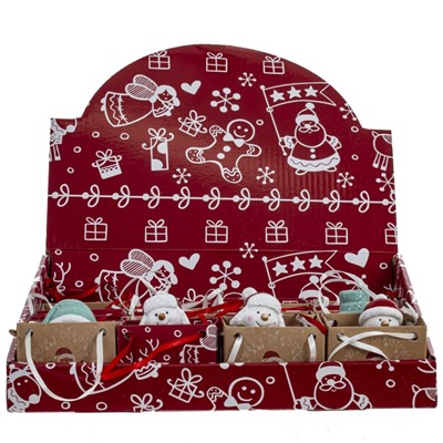 Фигурка декоративная "Снеговик" / "Пингвин"  (блок 24шт), L3,5 W3 H6,5 см, 6в.