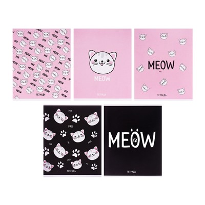 Тетрадь 48 листов в клетку, Calligrata Meow, обложка мелованный картон, МИКС