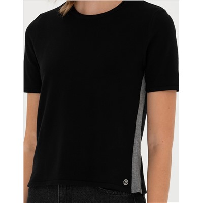 Black Slim Fit Bike Yaka T -For