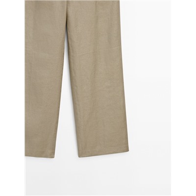 Pantalón lino wide leg