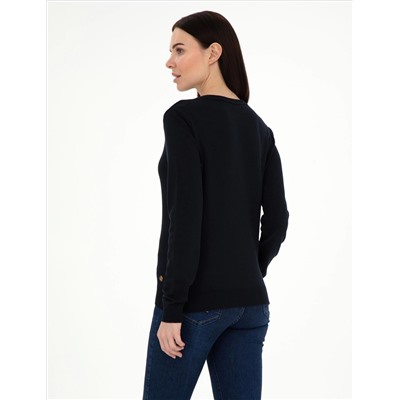 Navy Blue Slim Fit Basic Sweater