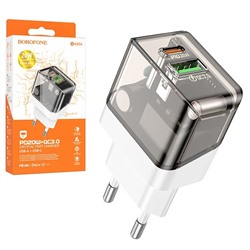 Сетевой адаптер питания BOROFONE BA80A PD 20W+ QC 3.0 (черно-белый)