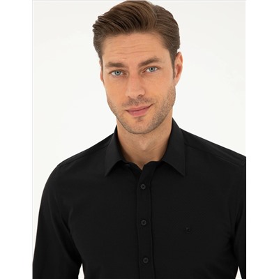 Black Slim Fit рубашка с длинным рукавом Amelor